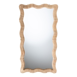 bali & pari Hasana Natural Rattan Floor Mirror - Scalloped Frame Full Length Accent Mirror for Bedroom or Entryway